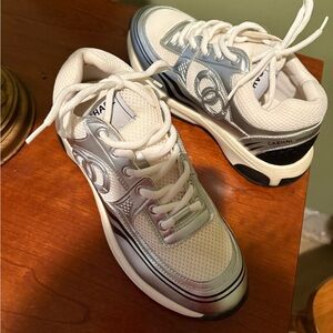 Never Worn Silver and White Sneakers